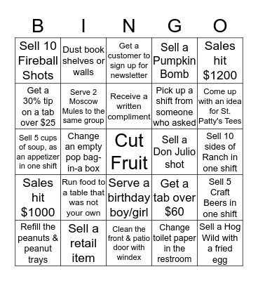 Mickey's Irish Pub Waukee Bingo Card