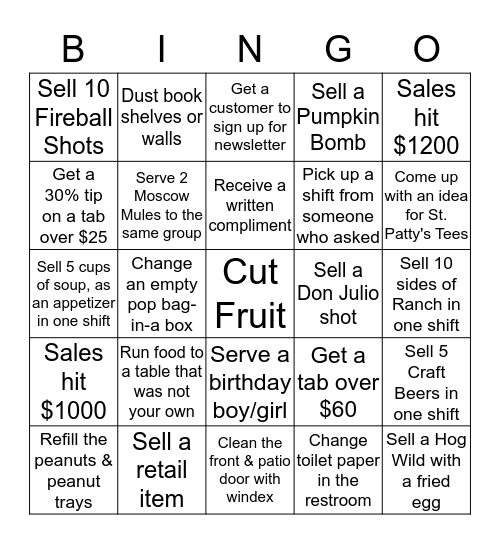 Mickey's Irish Pub Waukee Bingo Card