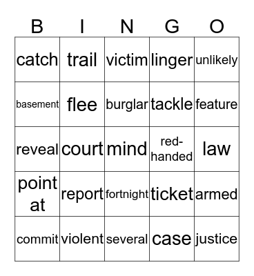 Vocabulary chapter 3 Bingo Card