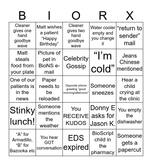 BioScript Bingo Card
