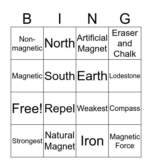 Magnetic Bingo Card