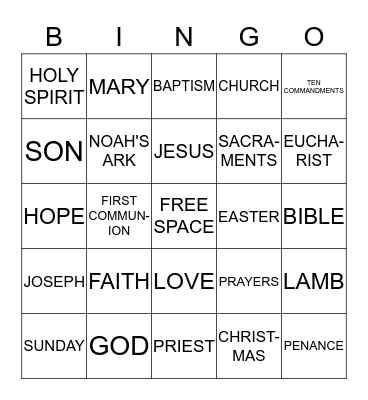 FAITH FORMATION BINGO Card