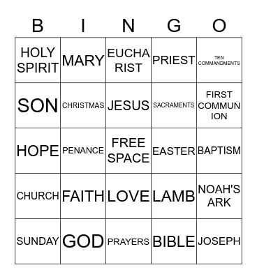 FAITH FORMATION BINGO Card