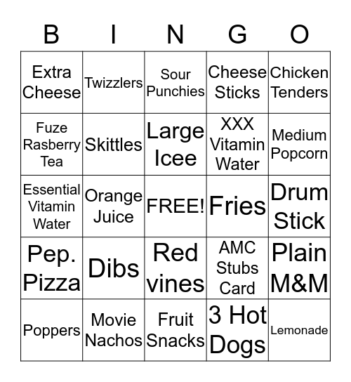 AMC Cupertino Square 16 Bingo Card