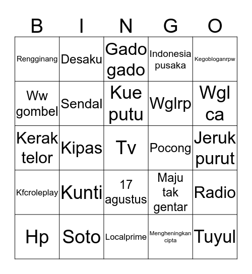 Untitled Bingo Card