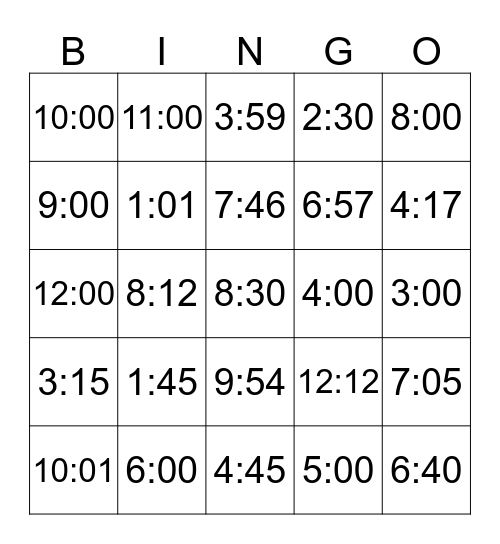 La Hora Bingo Card