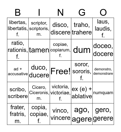 Chapter 8 Bingo Card