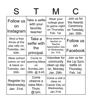 St. Thomas More Catholic Academy  Bingo Card