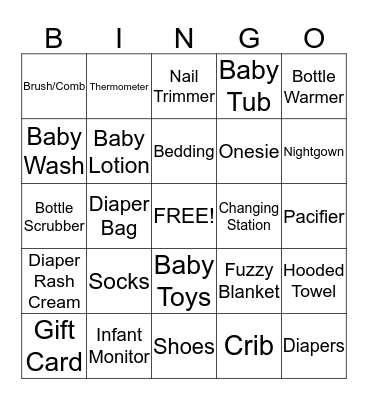 Valerie's Baby Shower Bingo! Bingo Card