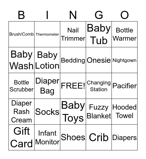 Valerie's Baby Shower Bingo! Bingo Card
