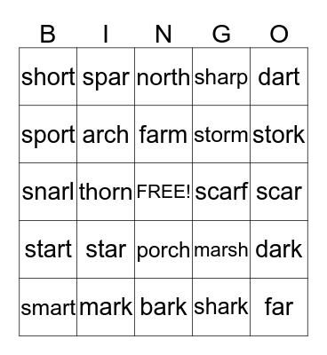 ar, or Bingo Card