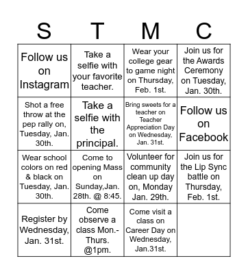St. Thomas More Catholic Academy  Bingo Card