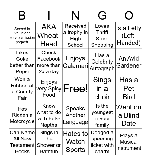 OrrVilla Bingo Card