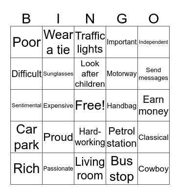 Vocabulary  Bingo Card