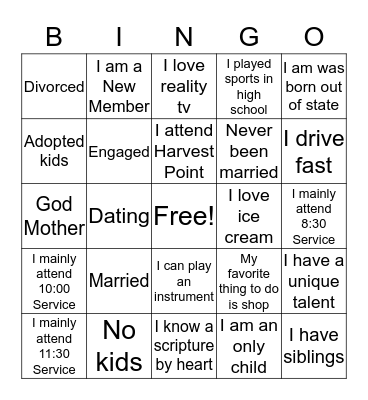 REST! Bingo Card
