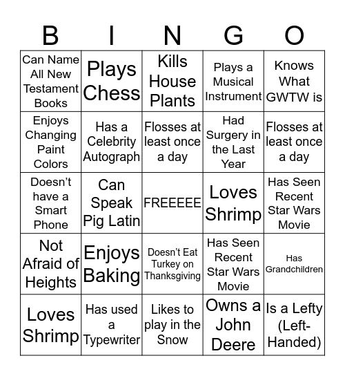 OrrVilla Bingo Card