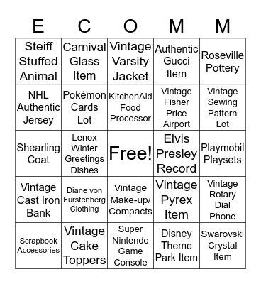 January E-commerce Treasure Hunt Bingo Card