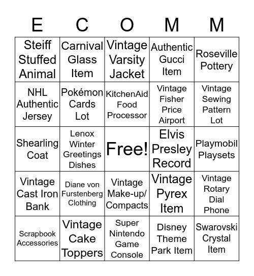 January E-commerce Treasure Hunt Bingo Card