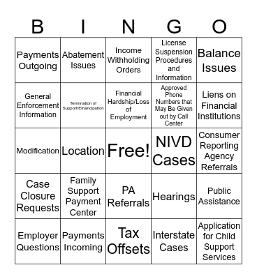 CSCN Script Bingo Card