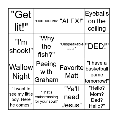Hayley Bingo! Bingo Card