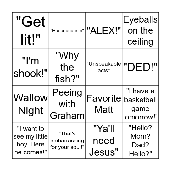 Hayley Bingo! Bingo Card