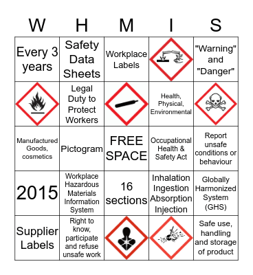 WHMIS Bingo Card