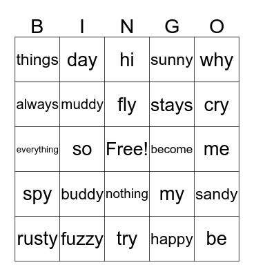 A Place to Play Bingo Card
