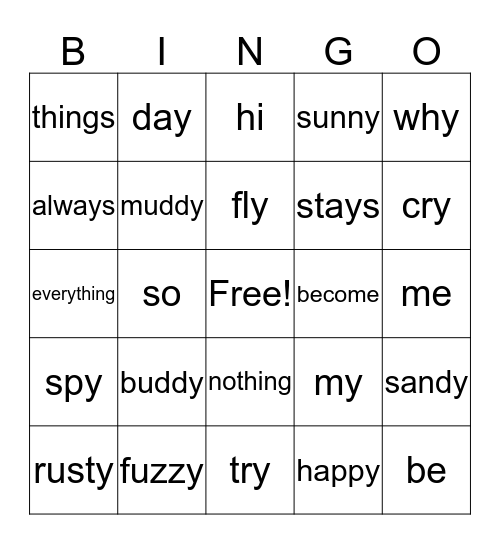A Place to Play Bingo Card
