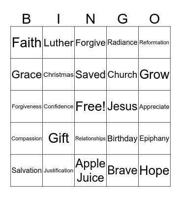 Justification Bingo Card