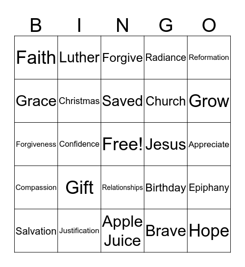 Justification Bingo Card
