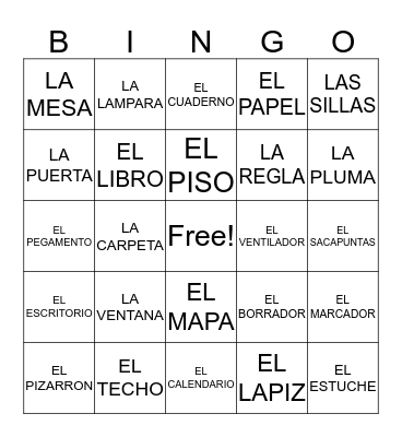 EN LA ESCUELA  Bingo Card
