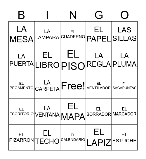 EN LA ESCUELA  Bingo Card