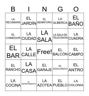 LLUGARES PARTE #2 Bingo Card