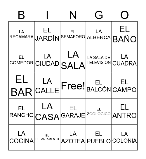 LLUGARES PARTE #2 Bingo Card