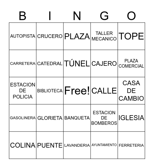 LUGARES PARTE #3 Bingo Card