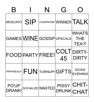 SIP & CHAT EXTRAVAGANZA Bingo Card