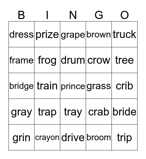 R Blends Bingo Card