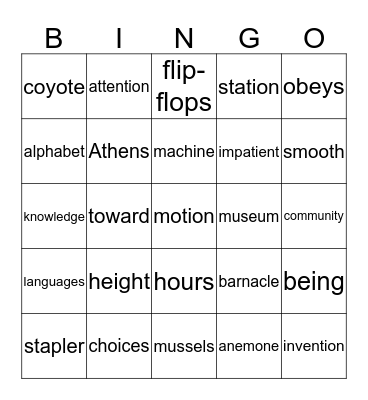 Untitled Bingo Card