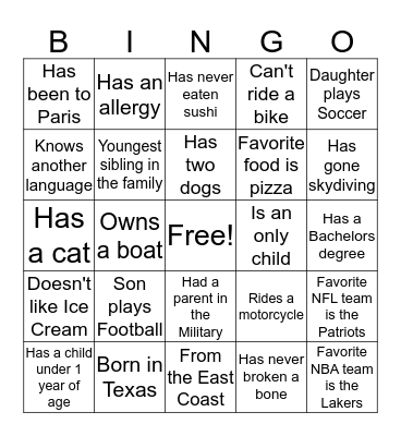 Ice Cream Social  Bingo Card