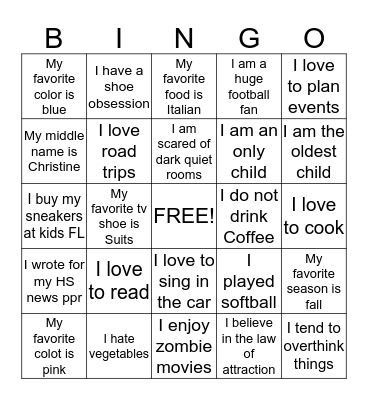 Team Building Bingo Card