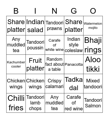 Rajinda Bingo Card