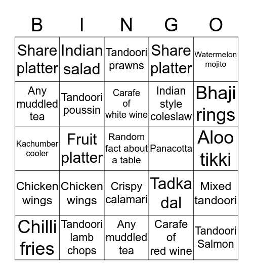 Rajinda Bingo Card