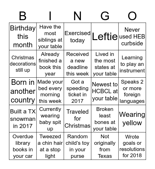 LADIES NIGHT OUT Bingo Card