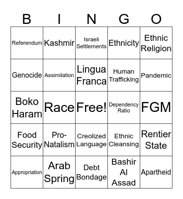 Unit 5-7 Bingo Card