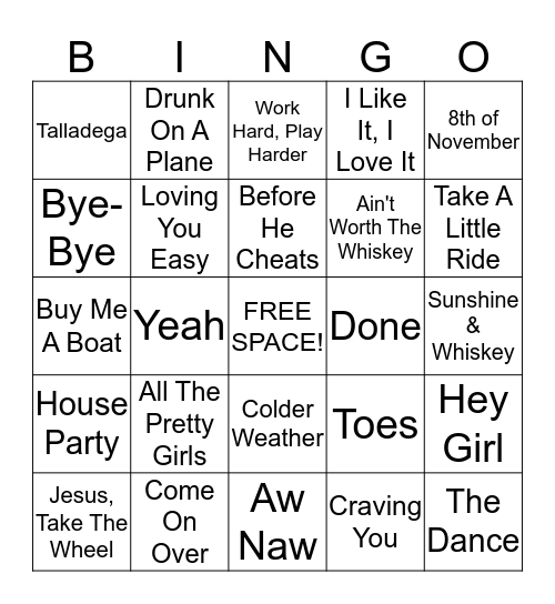 Country Bingo Card