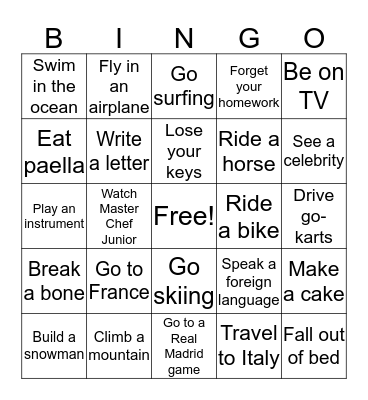 Have You...? Bingo Card