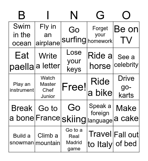 Have You...? Bingo Card