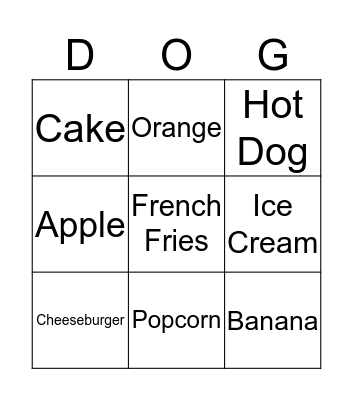 Krypto's Food Bingo Card