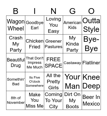 Country Bingo Card