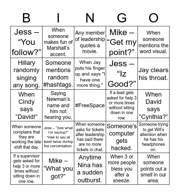 CCED Bingo Card